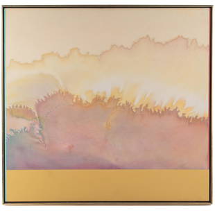 Ronnie Landfield. "Searching for Turquoise...": "Searching for Turquoise and Gold" (American, b. 1947). Acrylic on canvas, titled on verso, signed "Ronnie Landfield 1978" on verso, 42" x 45" in., framed From a private collection in Baltimore.