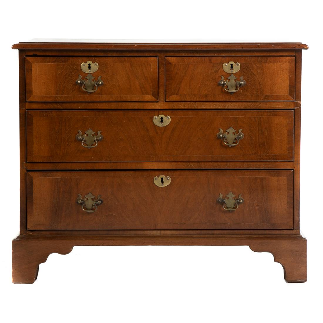George III Style Banded Burl Walnut Chest (1 of 6)