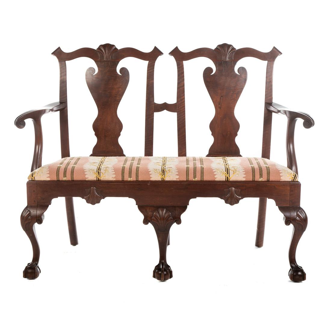 Old Reproduction Mahogany Double Chair Back Settee (1 of 7)