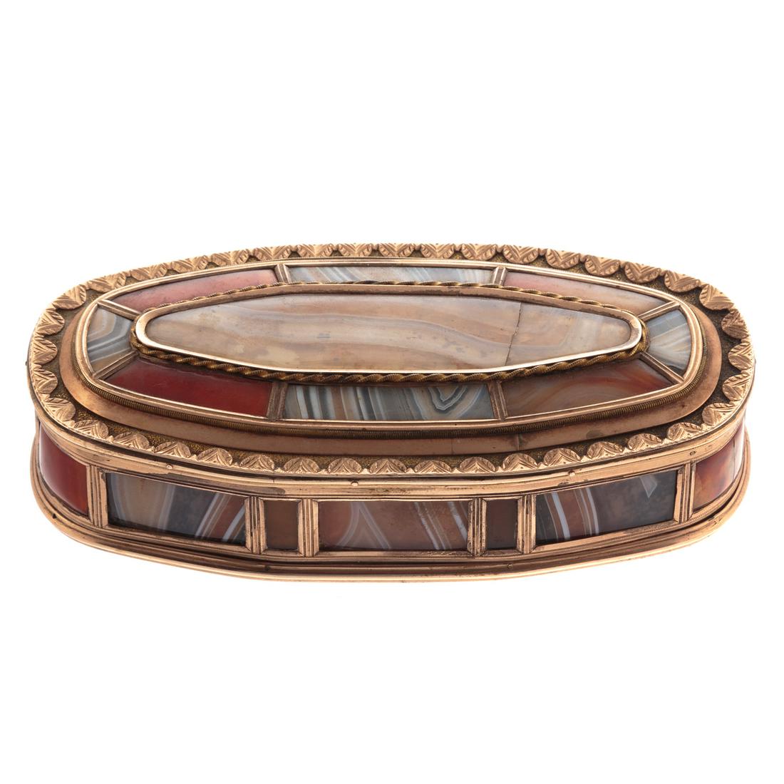 Continental Gold & Slag Glass Panel Snuff Box (1 of 6)