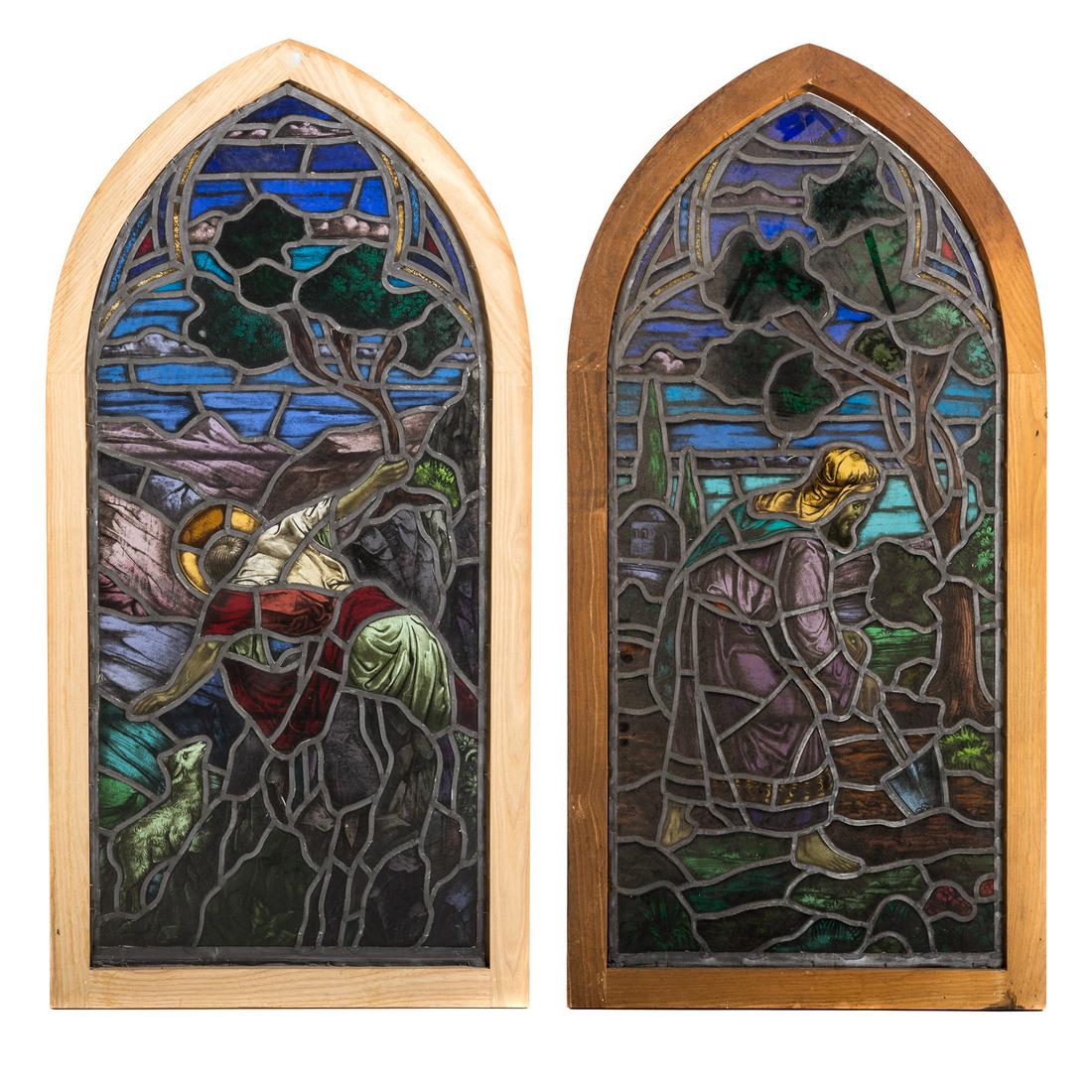 Two Continental Religious Stained Glass Windows (1 of 8)