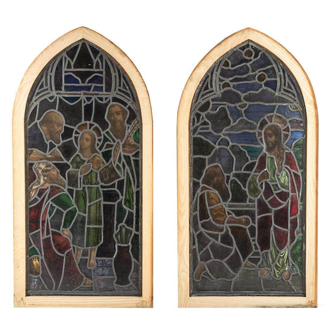 Two Continental Religious Stained Glass Windows (1 of 5)