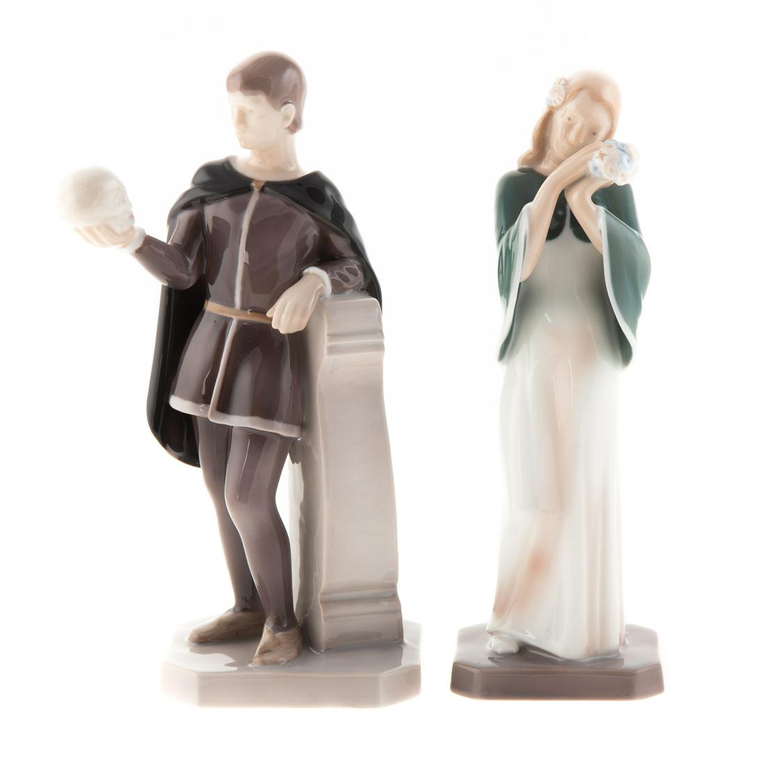 Bing & Grondahl, Hamlet & Ophelia Figures: Porcelain figures of Shakespeare's tragic hero and heroine, each - 9 in. H.