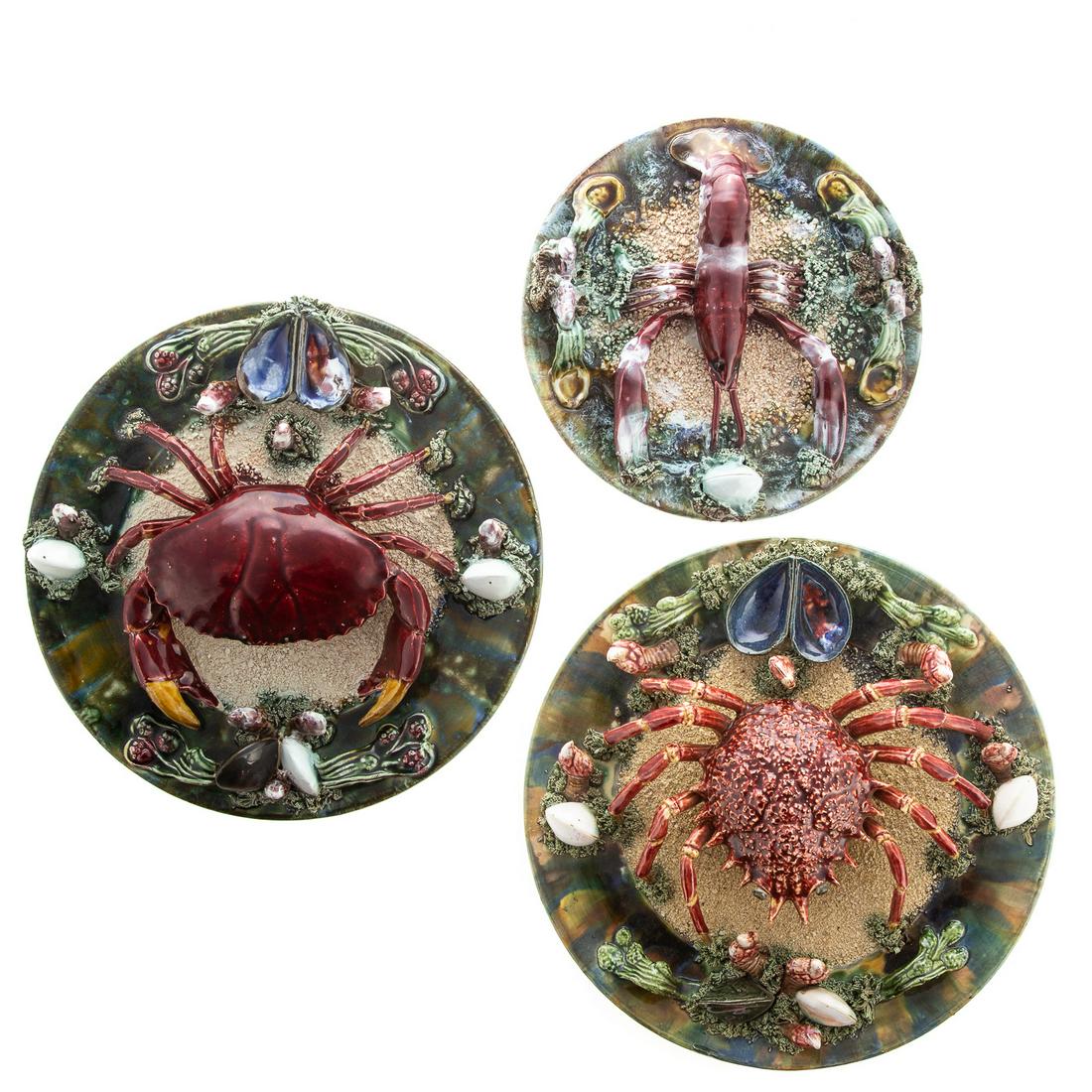 Three Palissy Style Majolica Sea Creature Plaques (1 of 8)