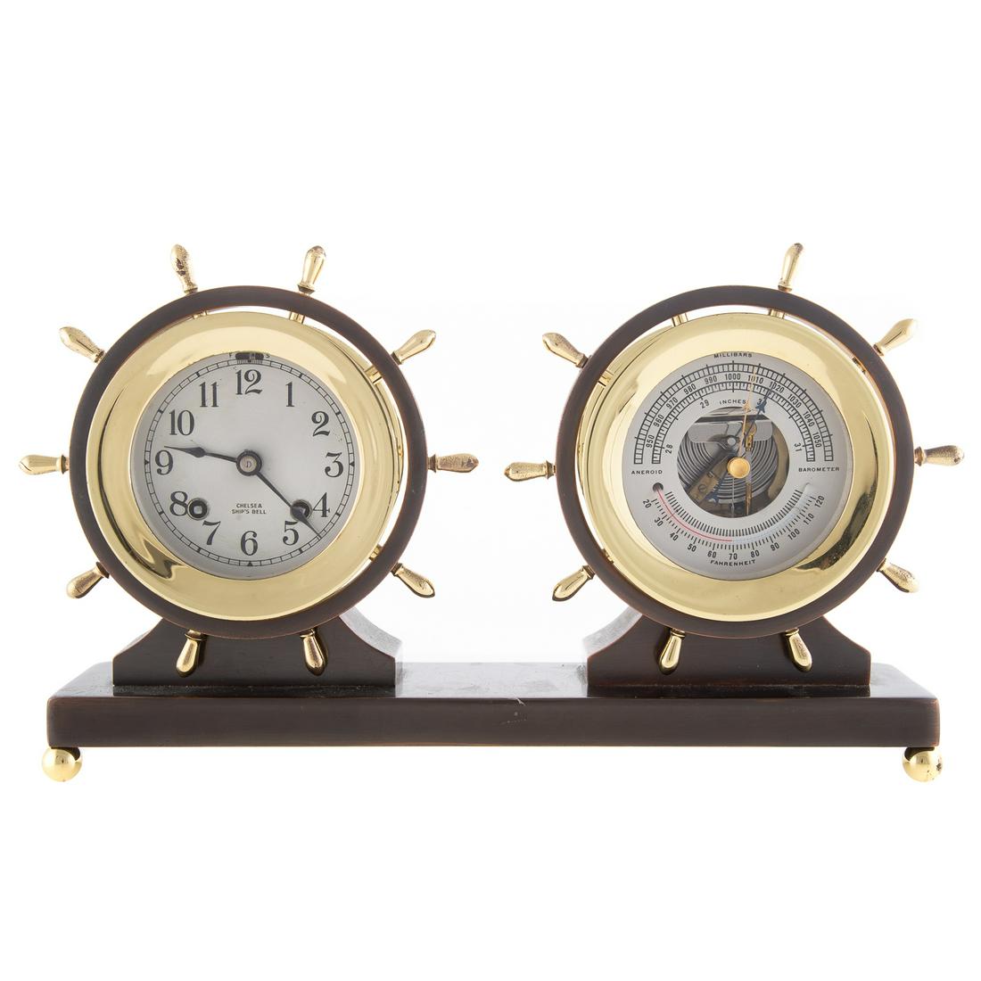 Chelsea Brass/ Patinated Metal Clock & Barometer (1 of 5)