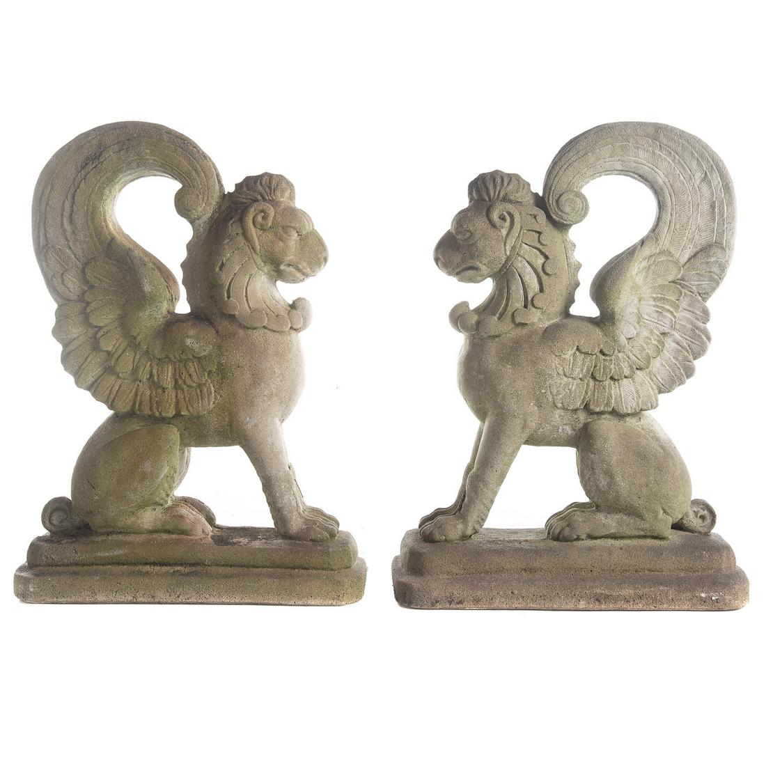Pair Of Massarelli Stone Griffins (1 of 5)