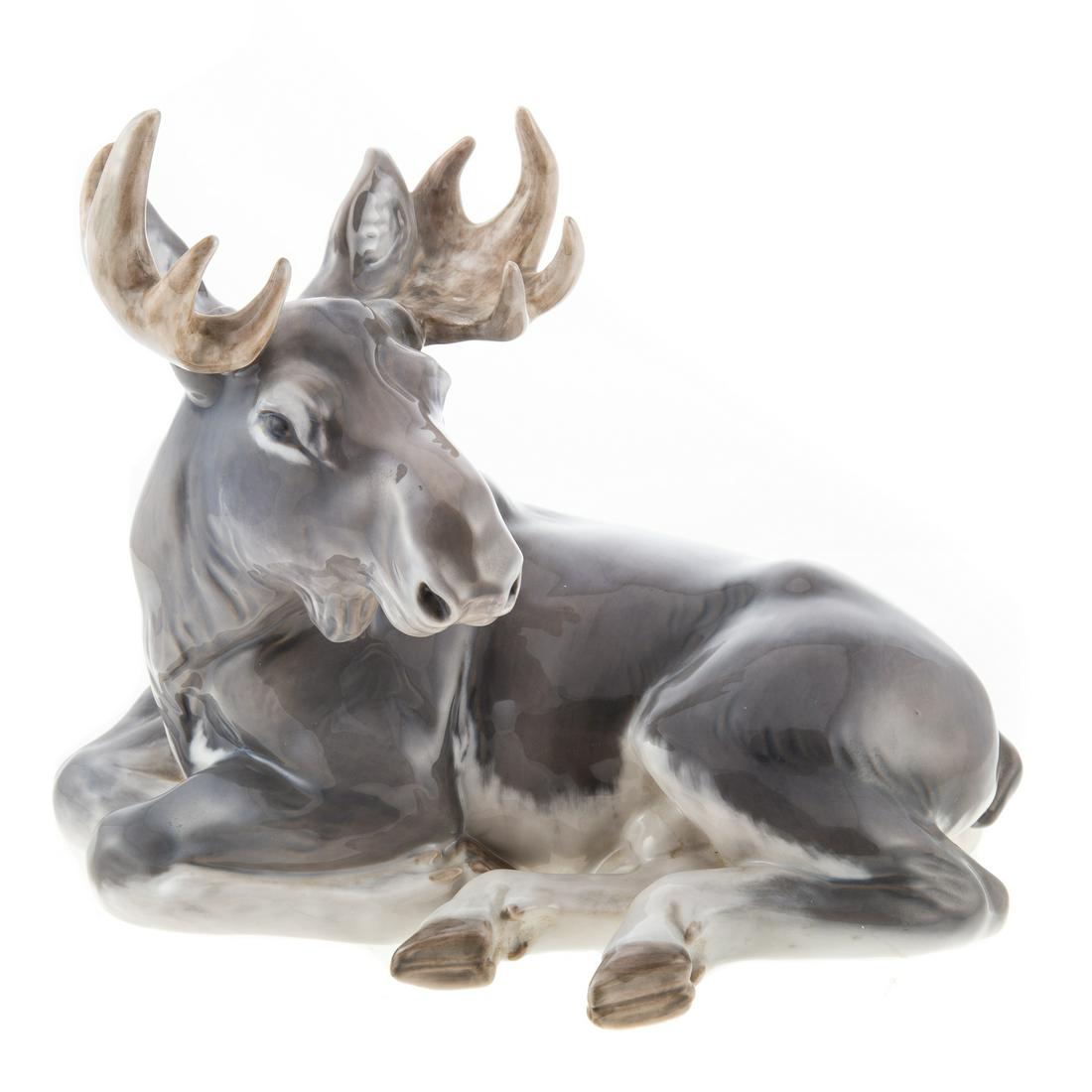 Royal Copenhagen Recumbent Moose: Serial # 2813 . 9 in H.