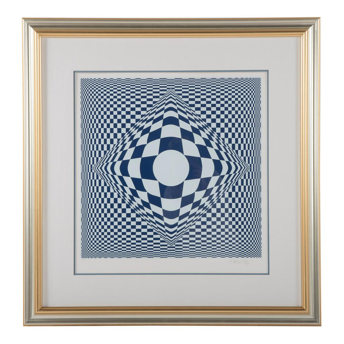 Victor Vasarely. Blue & White Op-Art Composition (1 of 5)