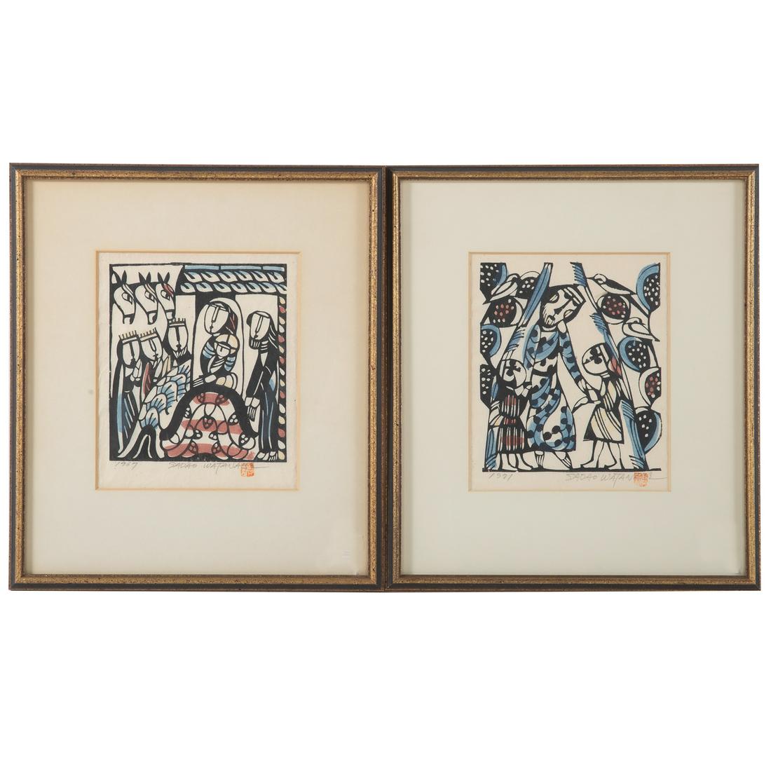 Sadao Watanabe. Two Framed Color Woodblocks (1 of 6)