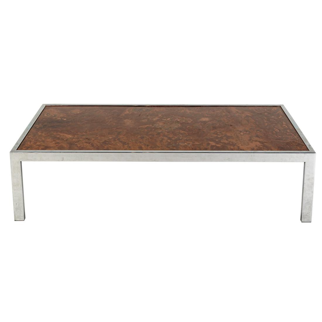 Modern Chrome & Copper Enamel Coffee Table (1 of 3)