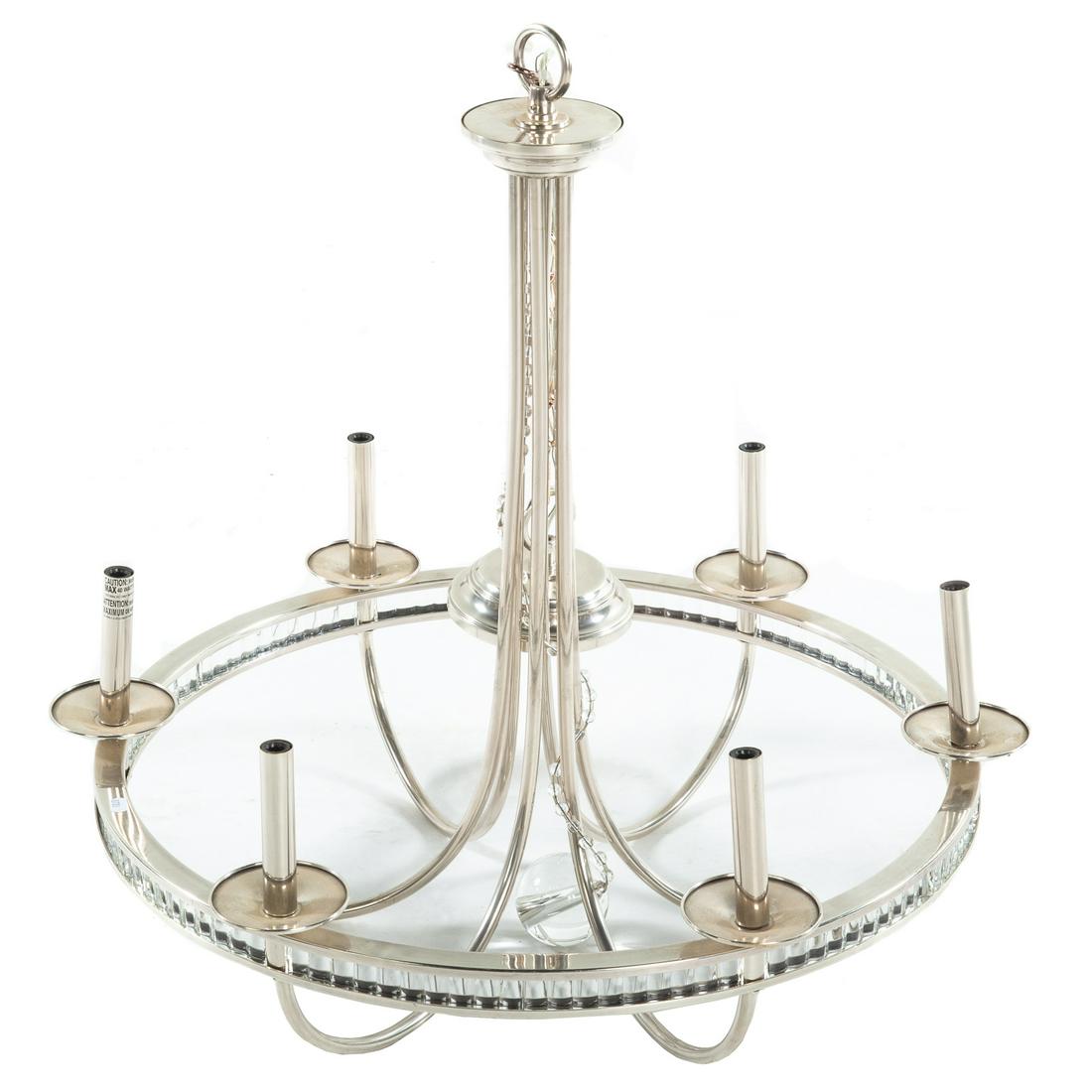 Chrome/Glass 6 Light Chandelier Attr. T. Parzinger (1 of 3)
