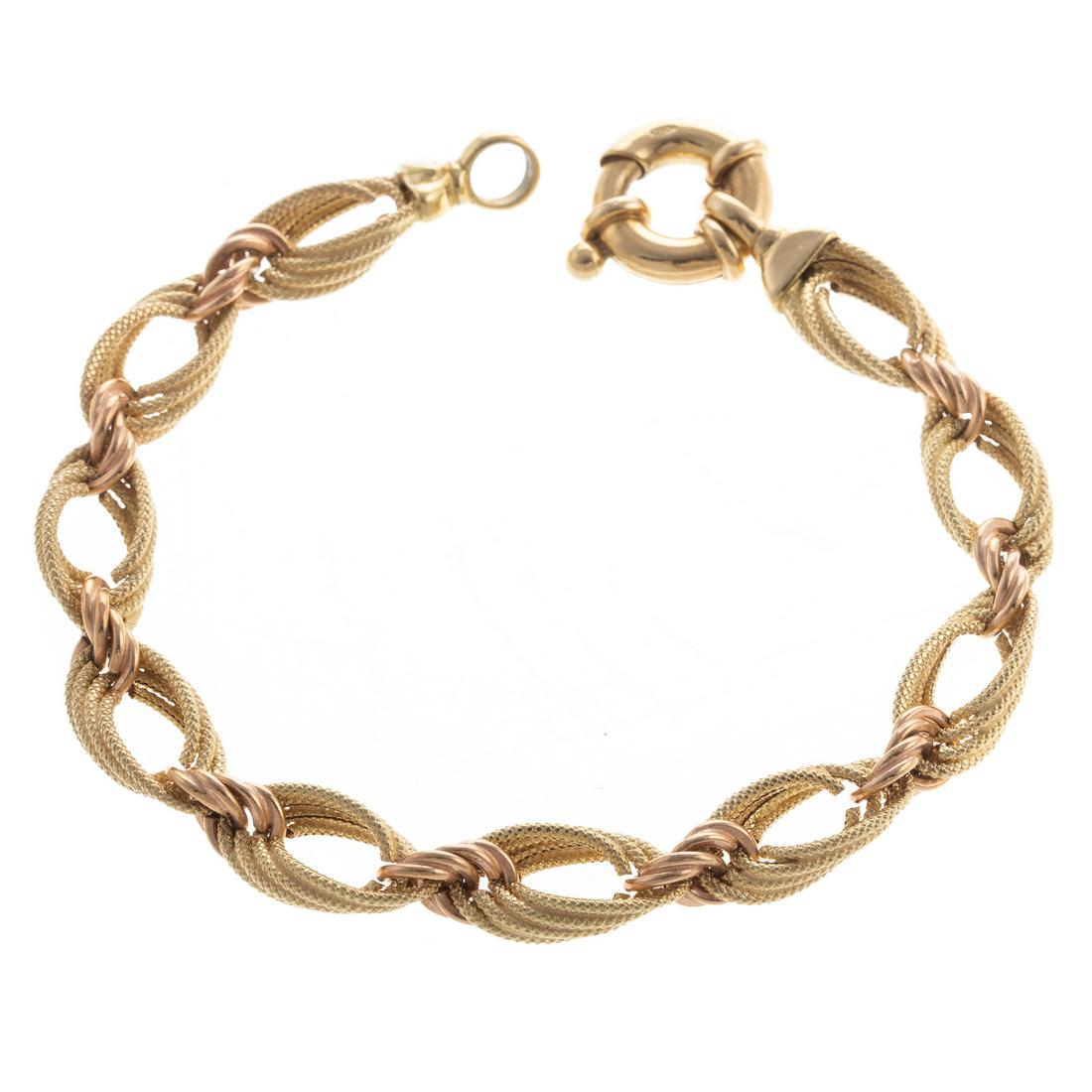 An 18K Two Toned Twisted Link Bracelet (1 of 5)