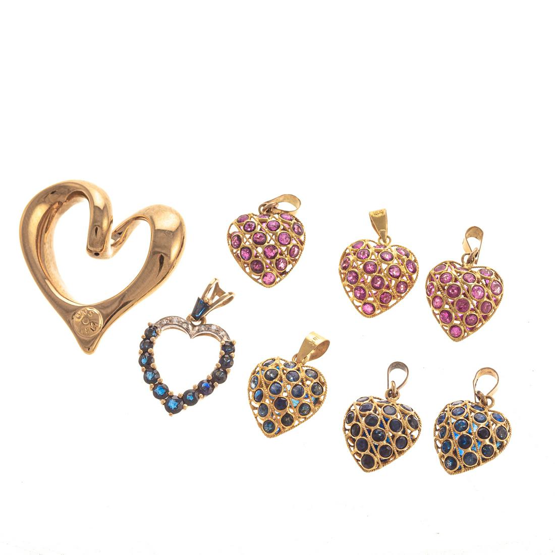 A Collection of Heart Pendants with Gemstones (1 of 8)