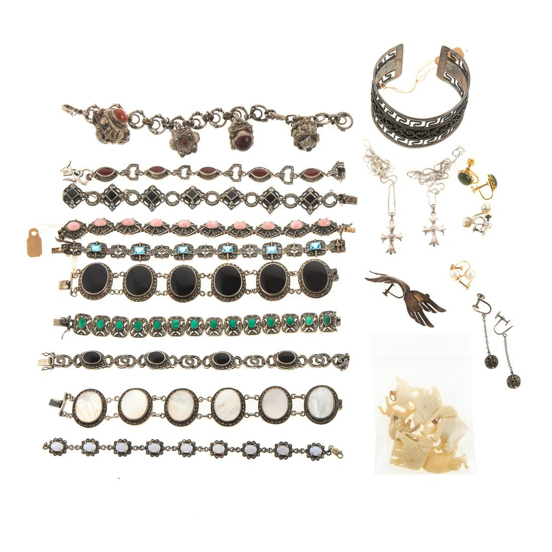 A Collection of Silver Marcasite Jewelry (1 of 7)