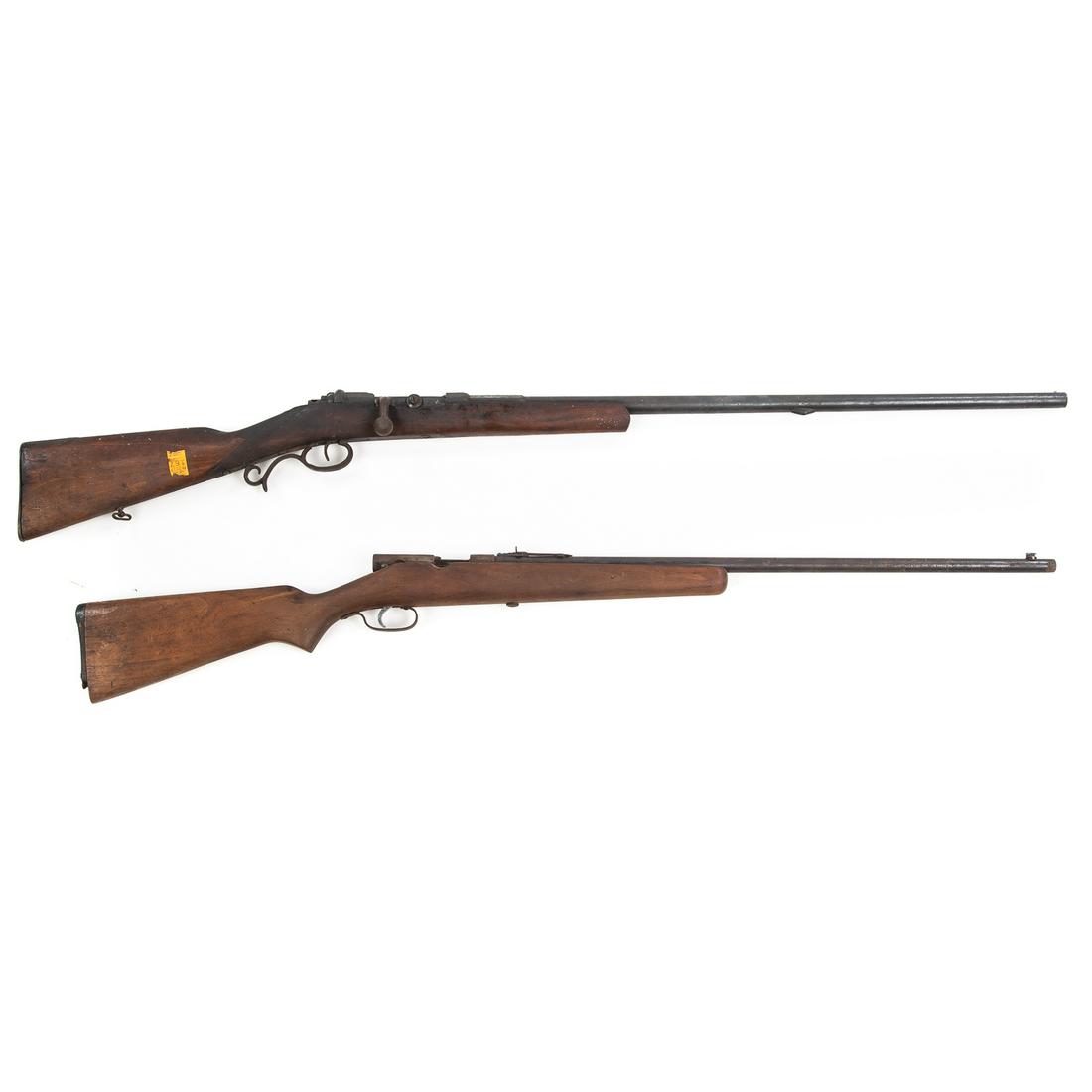 Two Long Guns: Savage Model 3-C 22 cal. bolt action rifle and a possibly continental bolt action rifle.