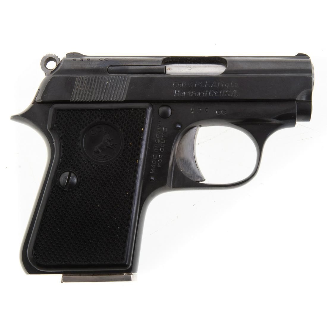 Colt Junior Colt 25 Cal Semi-Auto Pistol: Functions, comes w/one mag. Serial # 420, made in Spain for Colt.
