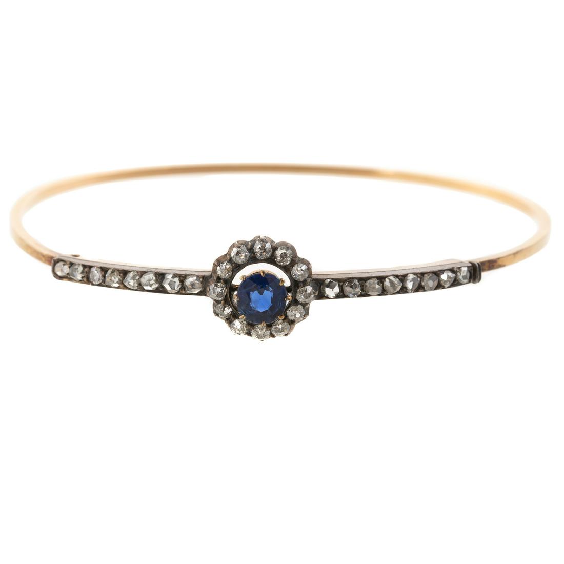 A Victorian Rose Cut Diamond & Sapphire Bracelet (1 of 4)