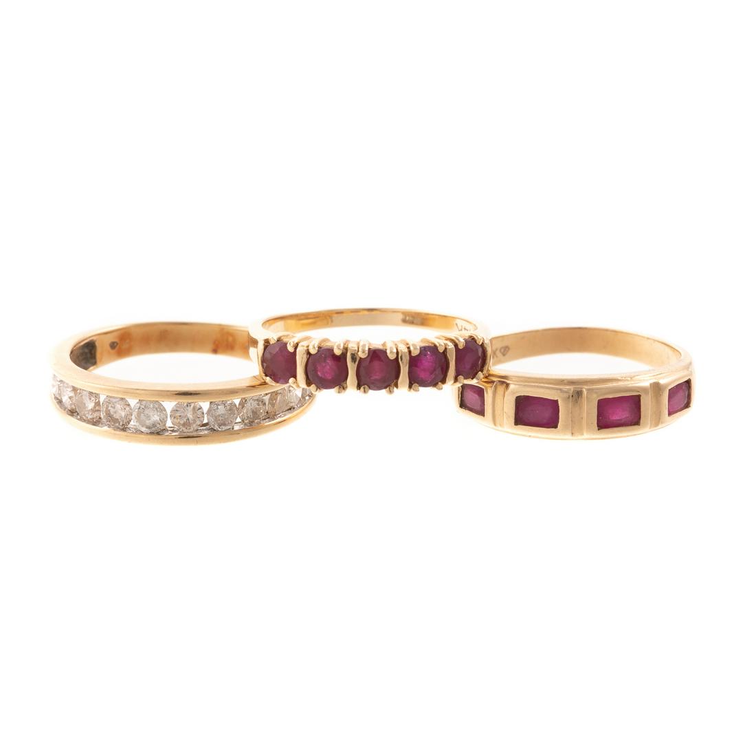 A Trio of Ruby & Diamond Bands in 14K (1 of 7)