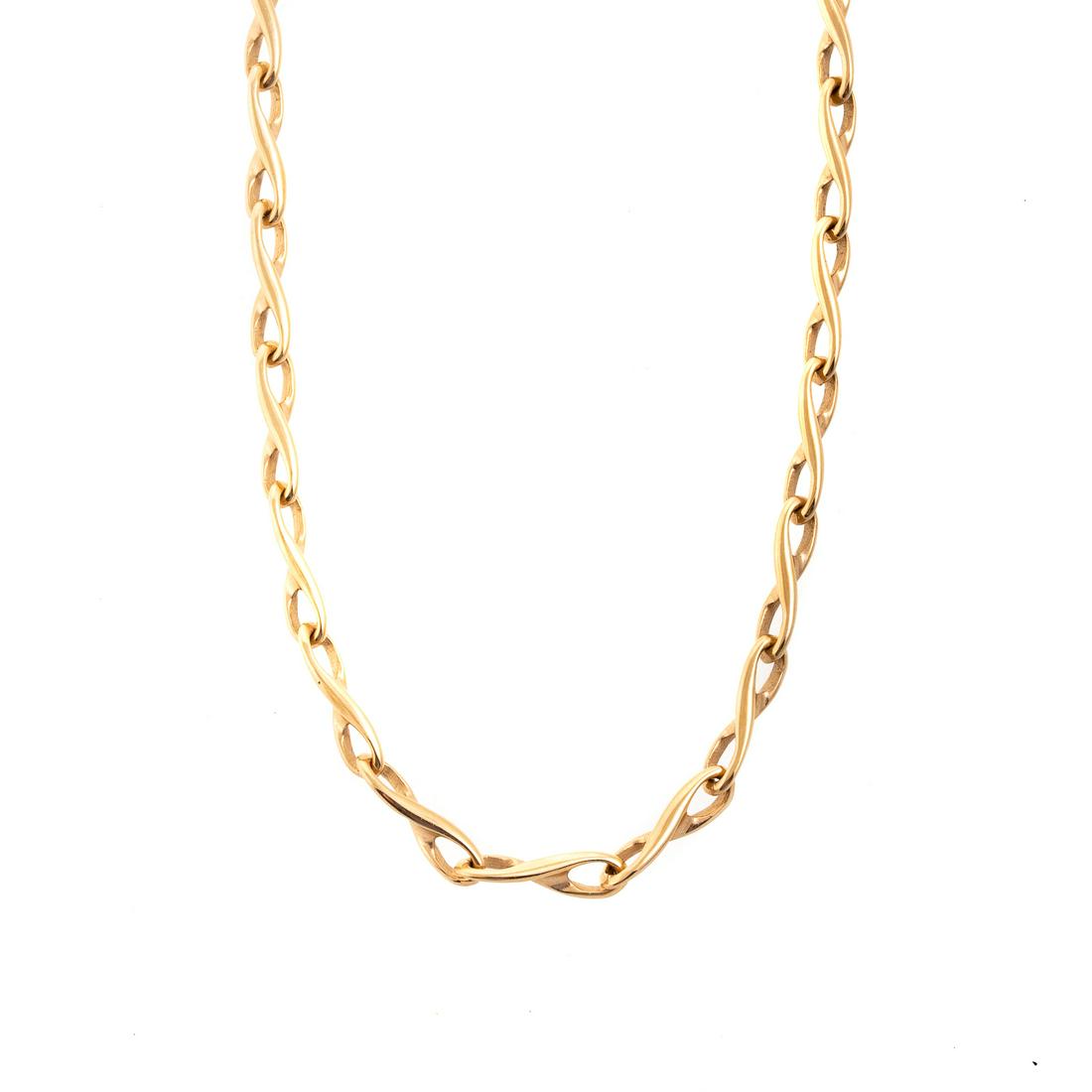 A Solid 14K Gold Large Twisted Link Chain Necklace (1 of 4)