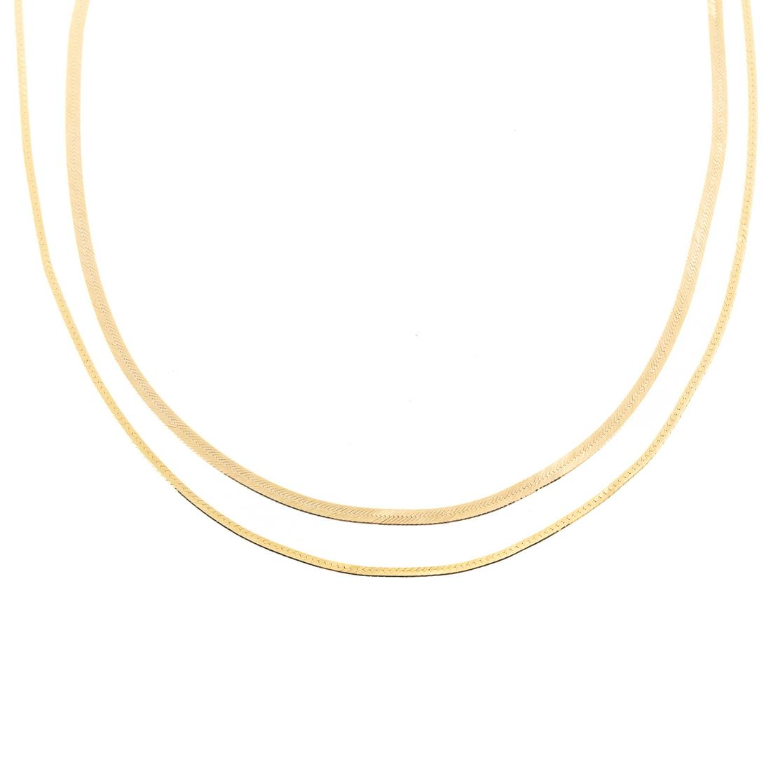 Two Herringbone Chain Necklaces in 14K (1 of 5)