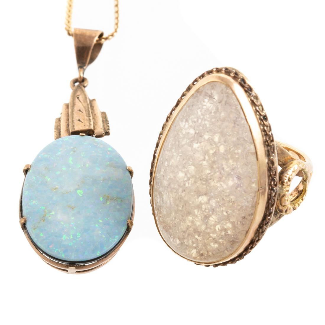 A Large Opal Ring & Pendant in Gold (1 of 7)
