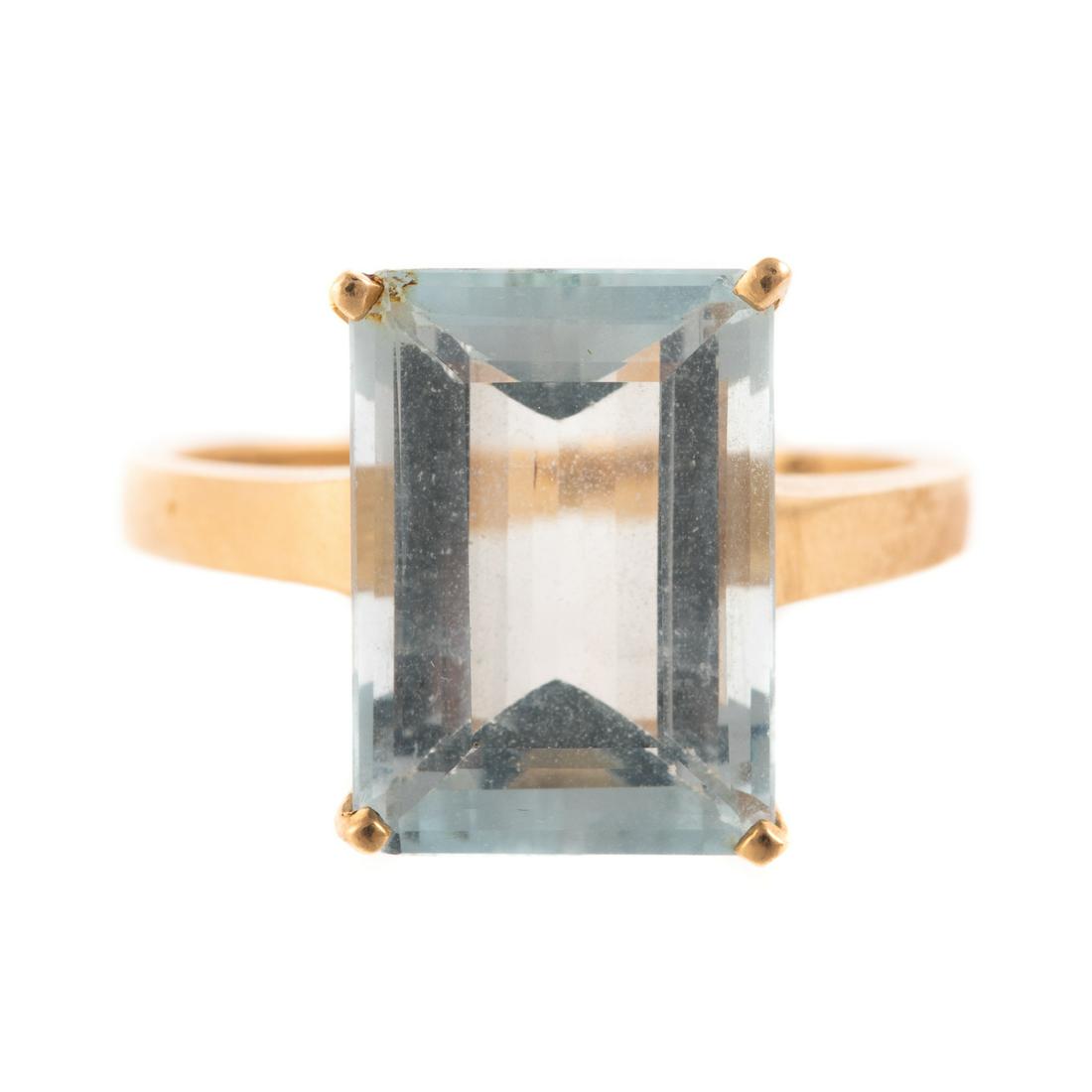 An Emerald Cut Aquamarine Ring in 14K (1 of 6)