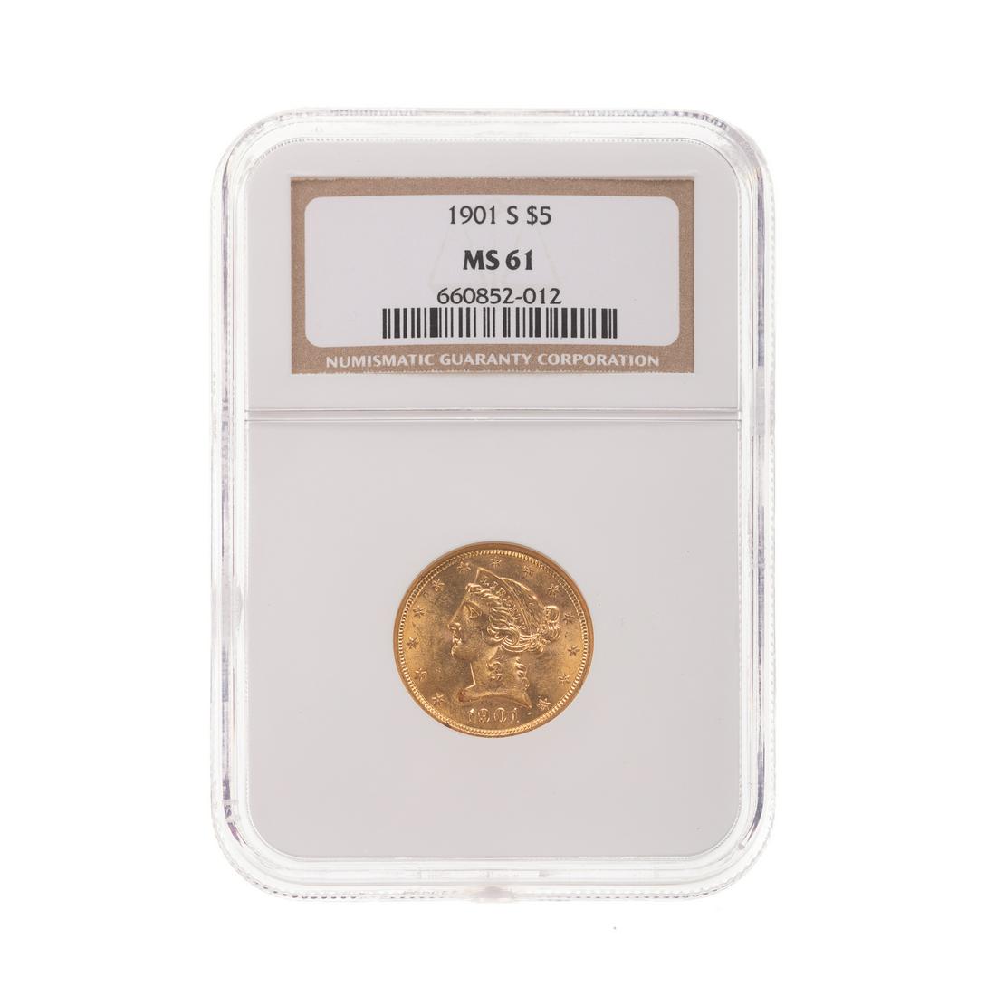 1901-S $5 Liberty Gold Half Eagle NGC MS61 PQ (1 of 4)