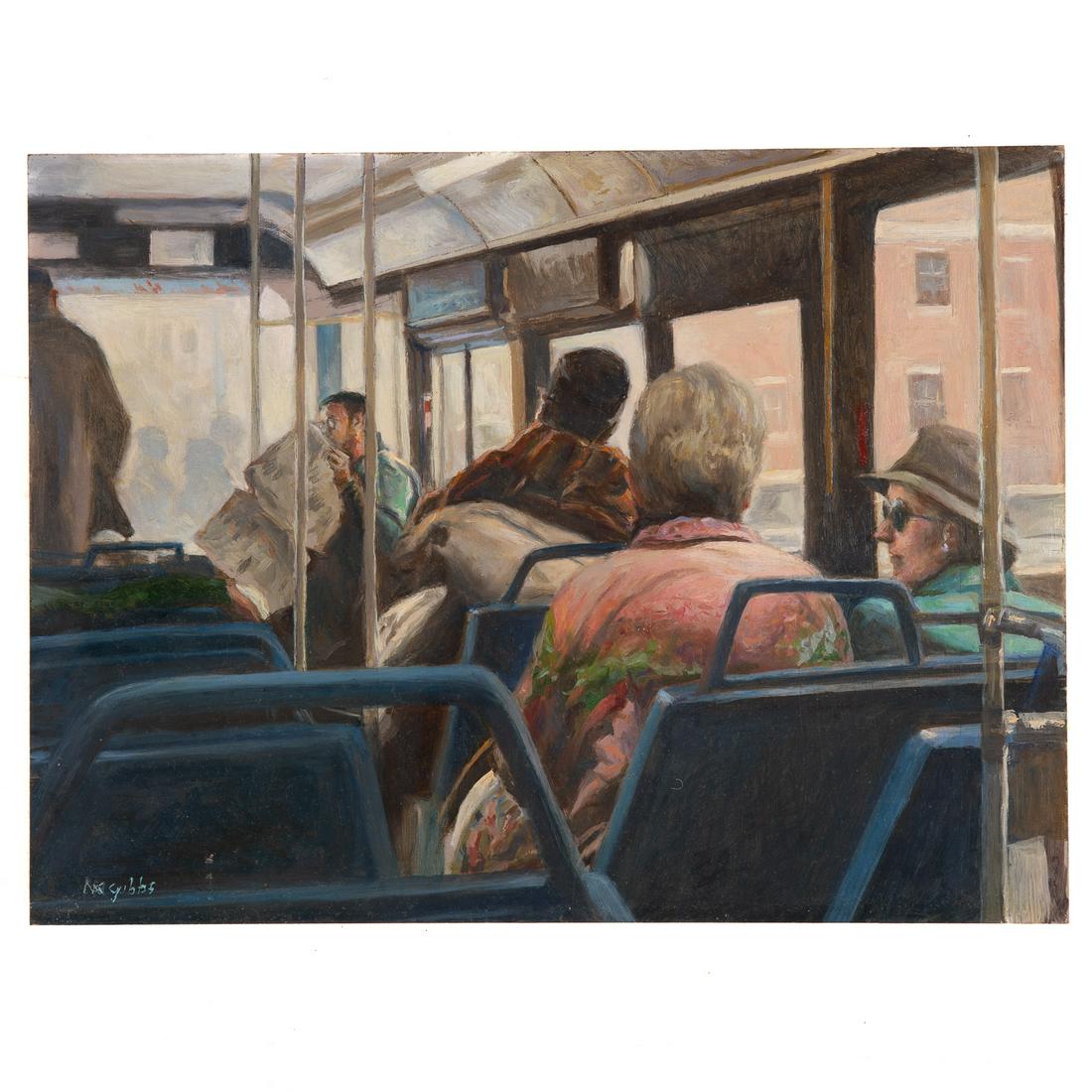 Nathaniel K. Gibbs. "The Southbound Chat": (American, 1933-2018). Oil on board, signed "NK Gibbs" ll, 11 3/4 x 15 3/4 in., unframed. The Estate of Nathaniel Kato Gibbs, Baltimore, MD.
