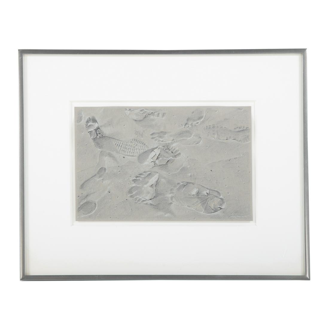 Daniel C. Dempster. "Sandpiper": (Bermudian, b. 1963). Colored pencil on Ingres paper, signed lr, sheet size: 7 x 10 3/4 in., framed. The Bermuda National Gallery, Bermuda, label on verso From the collection of David S. Brown Exhibit