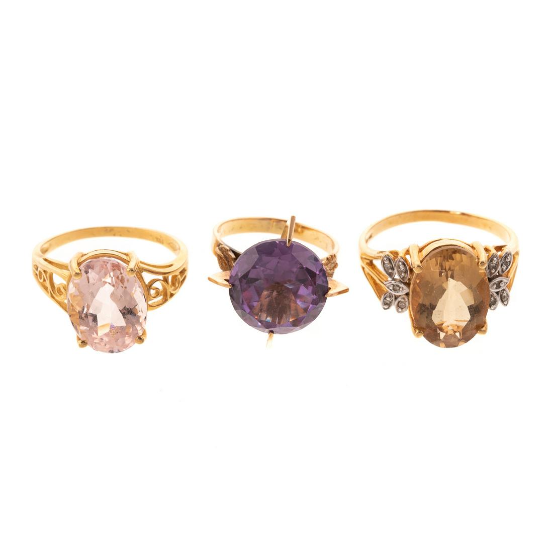 Three Colorful Gemstone Rings in 14K (1 of 5)