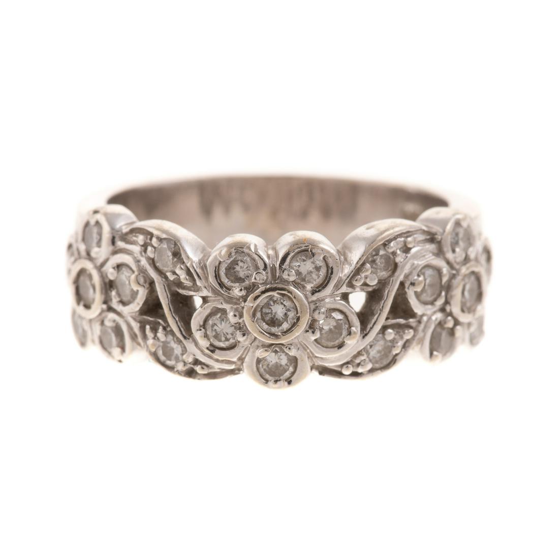 A Diamond Floral Scroll Band in 14K White Gold (1 of 4)