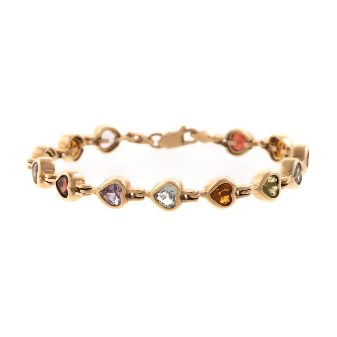 A Multi Gemstone Link Bracelet in 14K (1 of 5)
