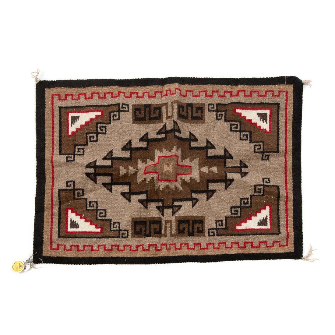 Navajo Two Grey Hill Rug by Dorien Benny: 21 x 30 in. From the collection of Philip S. Dubey, noted Asian scholar and antiquarian