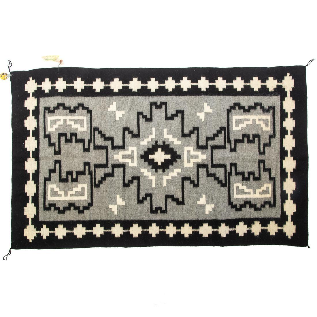 Sanostee Area Two Grey Hills Rug by Ruth Manygoats: 31 x 51 in. From the collection of Philip S. Dubey, noted Asian scholar and antiquarian