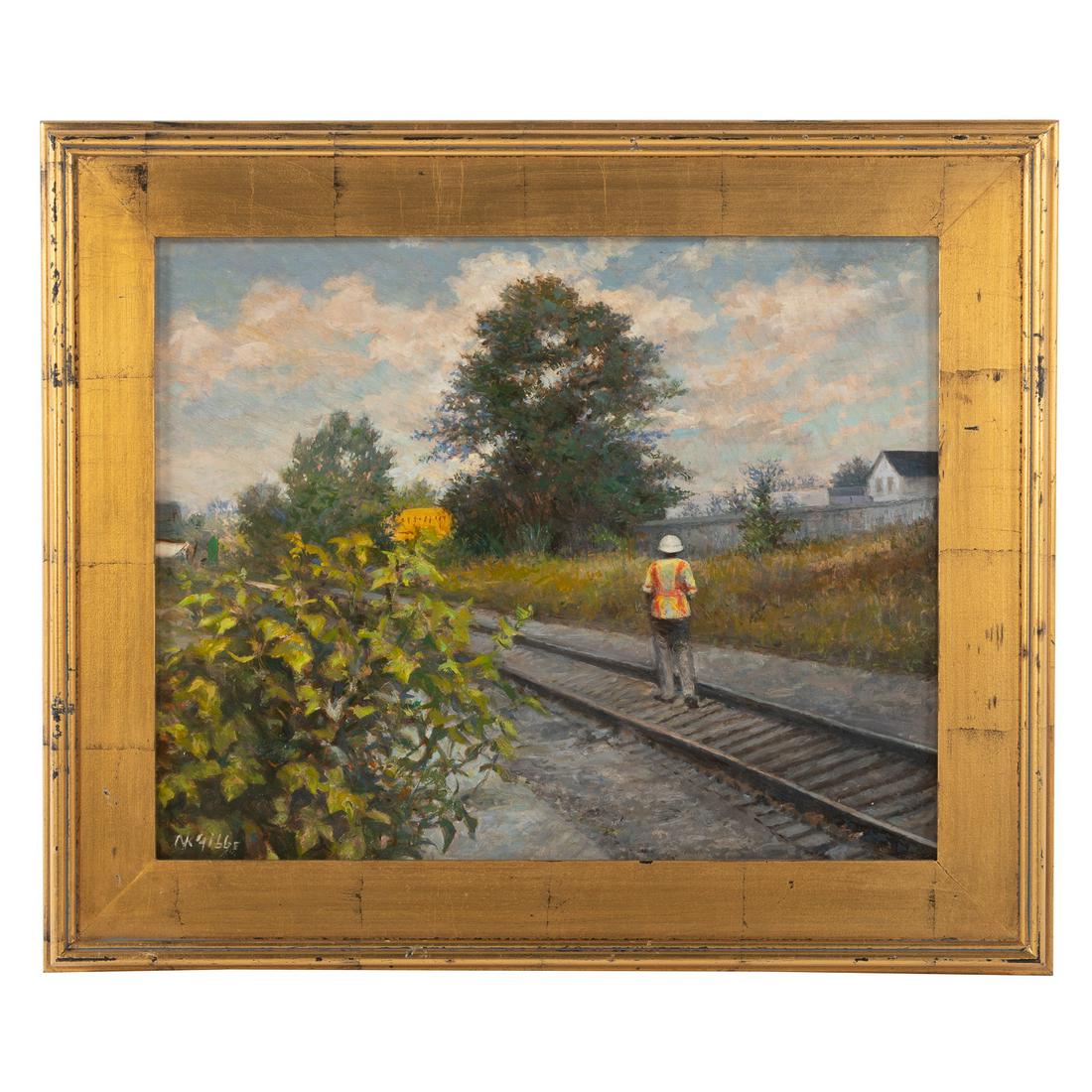 Nathaniel K. Gibbs. "The Railroad Worker," Oil (1 of 4)