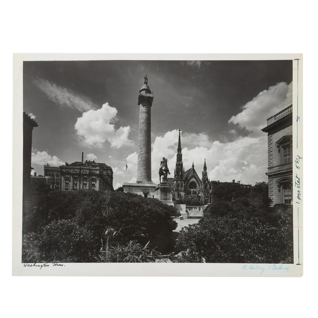 A. Aubrey Bodine. "Washington Monument," Photo: (American, 1906-1970). Gelatin silver print, signed "A. Aubrey Bodine" lr, titled ll, photographer stamp on verso, 11 x 14 in., unframed.
