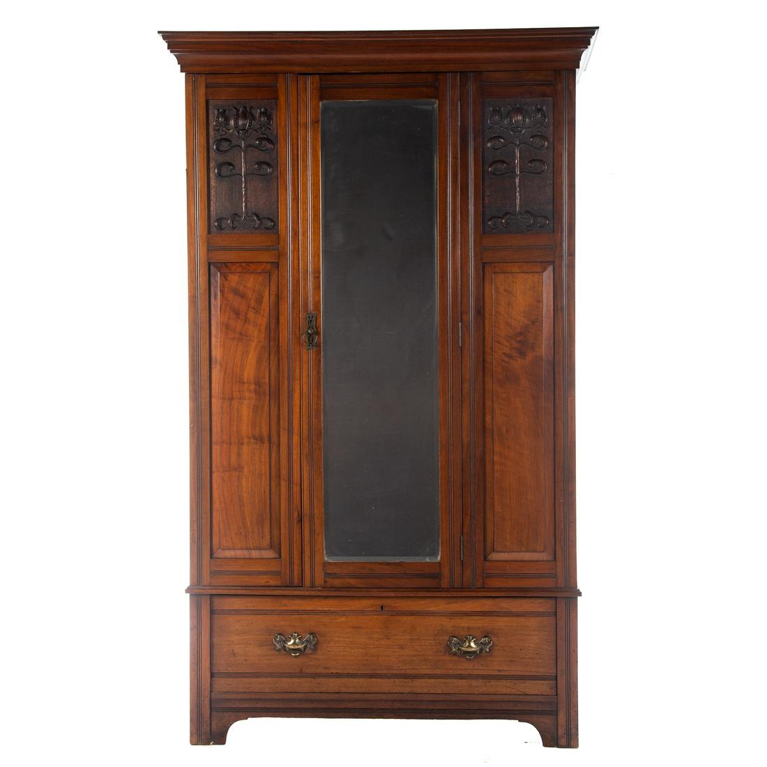Art Nouveau Walnut Wardrobe (1 of 6)