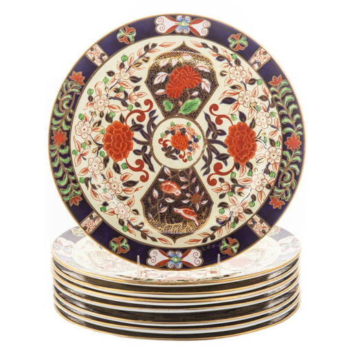 Set Of Eight Derby China Plates