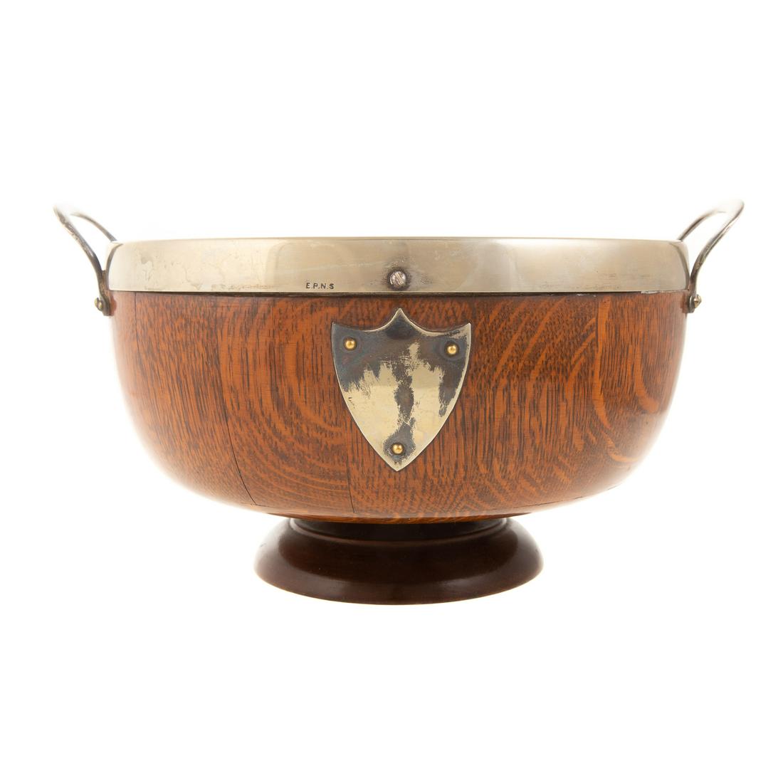 Victorian Silver Plate Mounted Oak Nut Bowl (1 of 5)