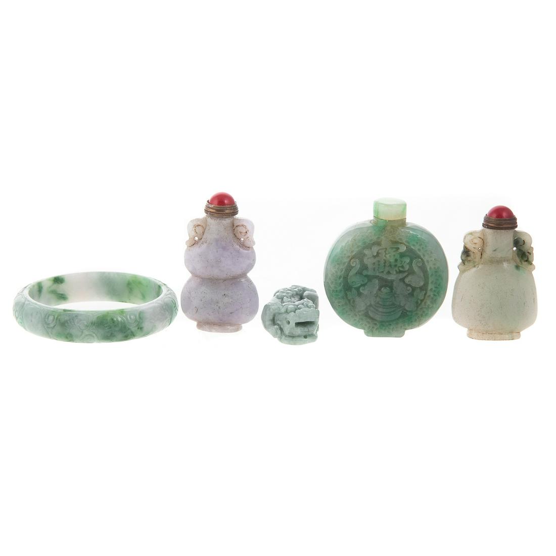 Five Asian Carved Jade Objects (1 of 8)
