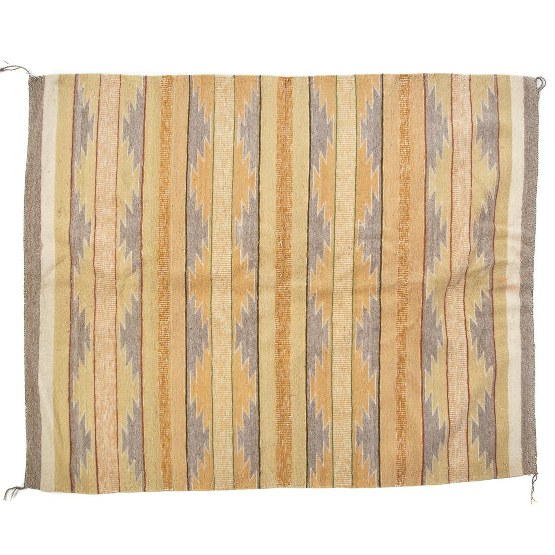 Navajo Tan Rug: 38 1/2 x 48 1/2 in. From the collection of Philip S. Dubey, noted Asian scholar and antiquarian.