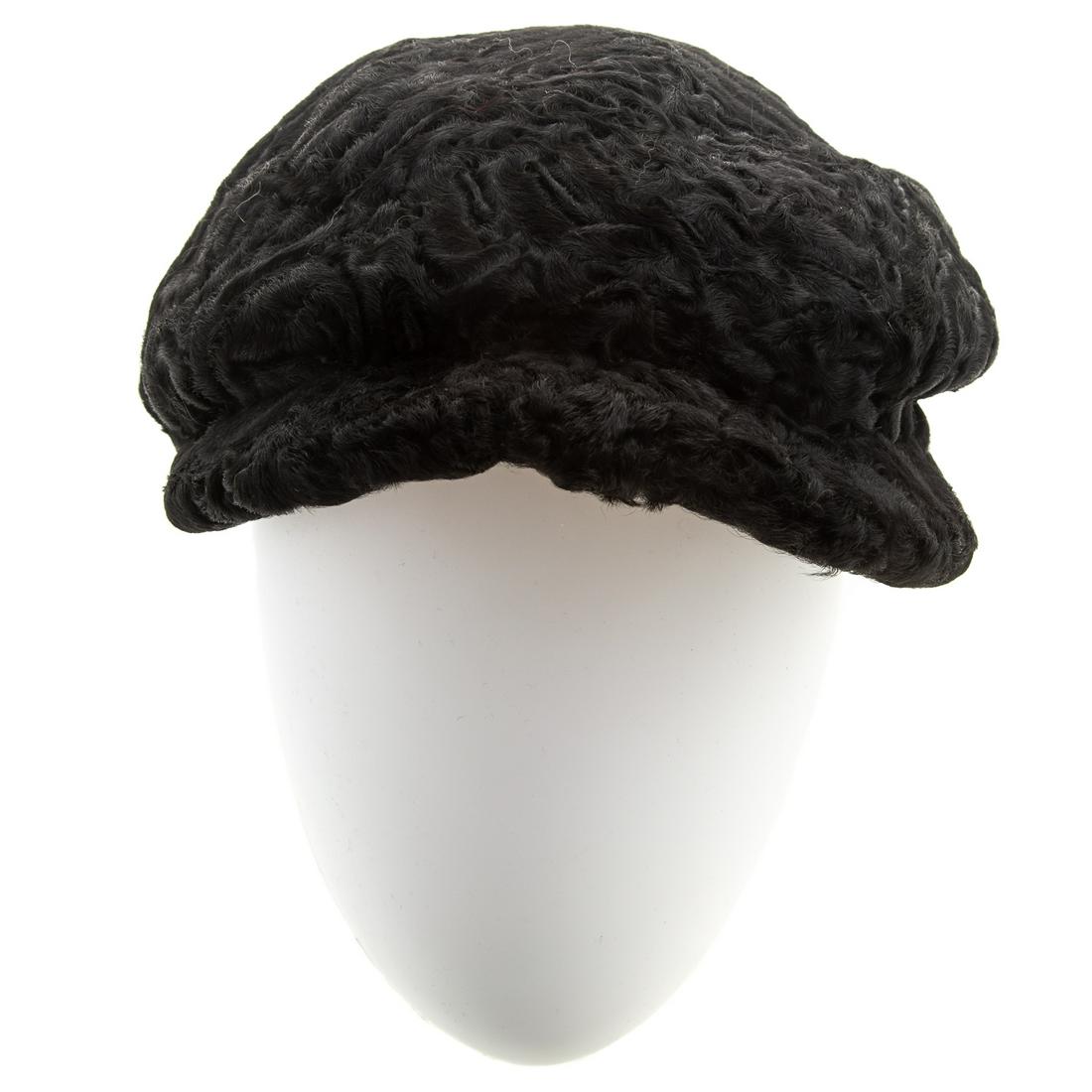 Lenore Marshall Black Broadtail Hat: .embroidered Linda Noe Laine on the inside