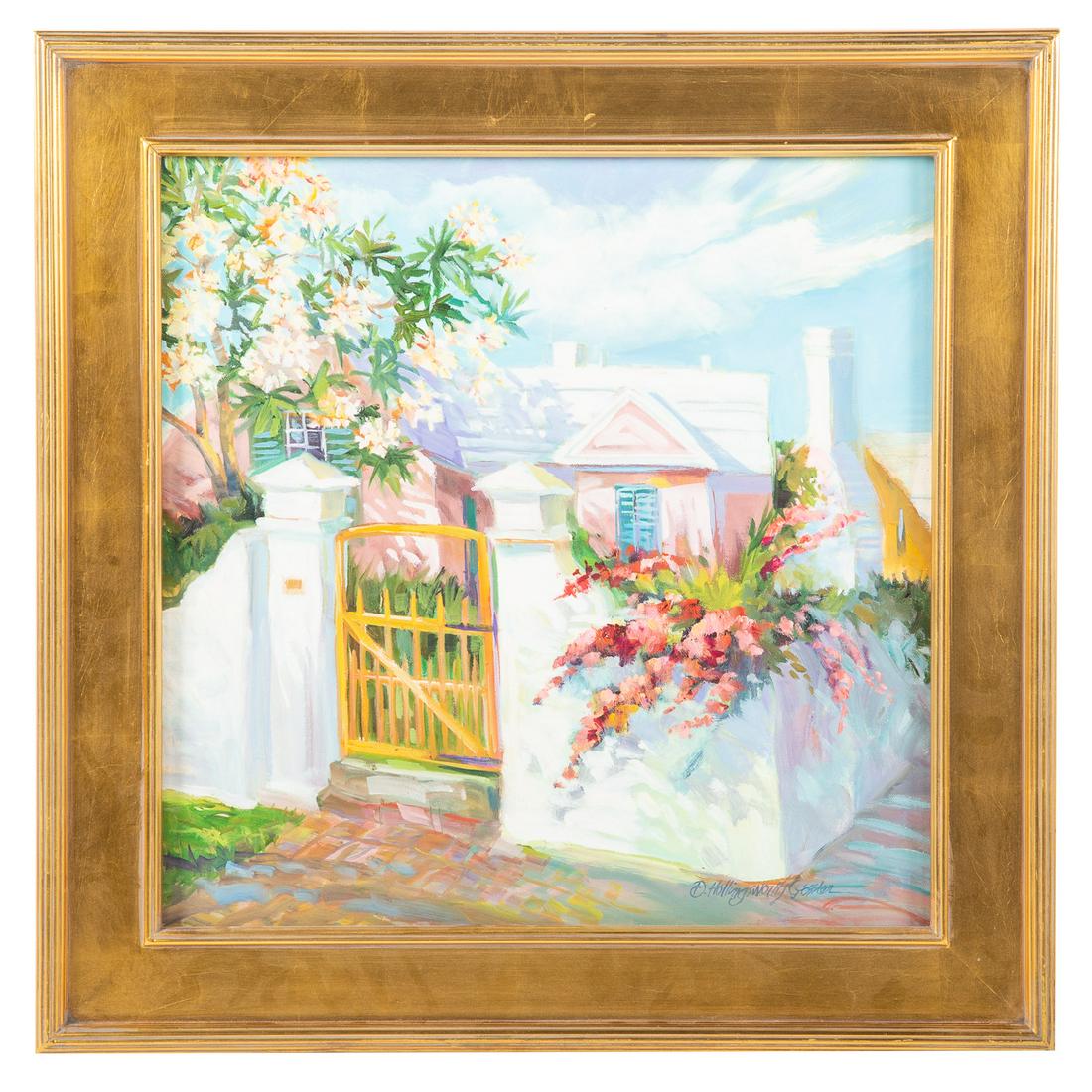 Diana Gessler. "Seven Gables," oil: Diana Hollingsworth Gessler. (American, b. 1946). Oil on canvas, signed "D. Hollingsworth Gessler" lr, 19 1/2 x 19 1/2 in., framed. Private collection, Baltimore, MD. Shaw Gallery of Fine Art, Naples,