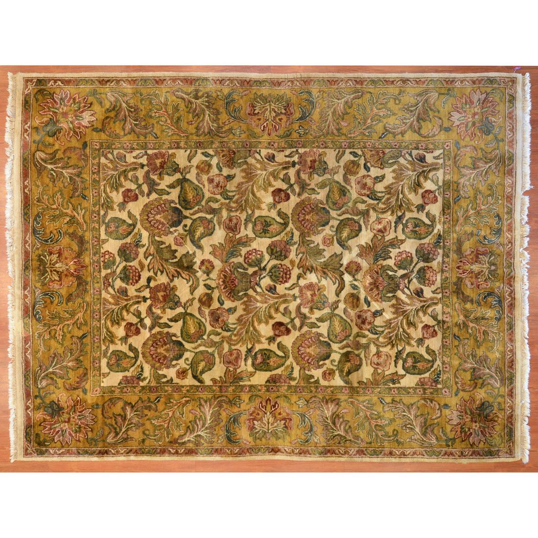 Indo Agra Rug, India, 8 x 10.2: Modern; hand-knotted; wool pile on cotton foundation.