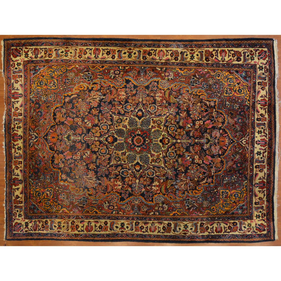 Semi-Antique Hamadan Carpet, Persia, 8.10 x 12.3: Second quarter-20th century; hand-knotted, wool pile on cotton foundation.