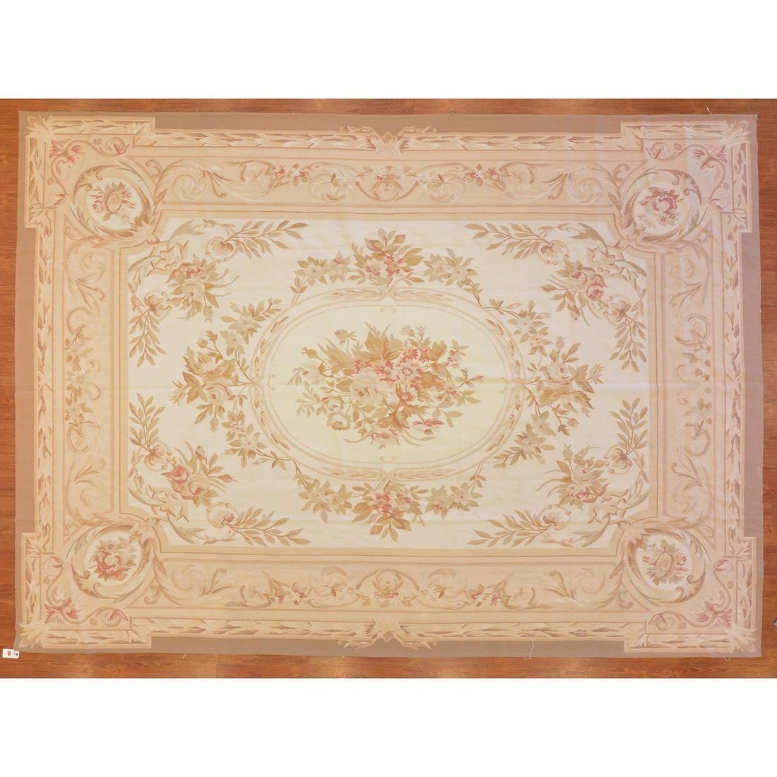 Aubusson Design Carpet, China, 8.10 x 12.3: Second half-20th century; hand woven, wool pile on cotton foundation.