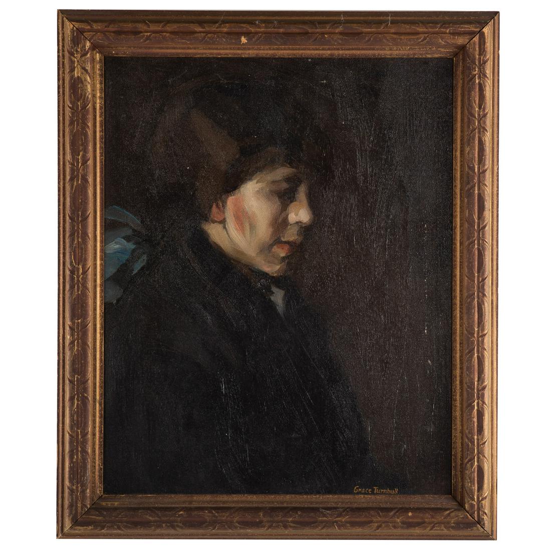 Grace Turnbull. Portrait of a Lady, oil on canvas: (American, 1880-1976). Signed "Grace Turnbull," lr, 19 3/4 x 15 3/4 in., framed.