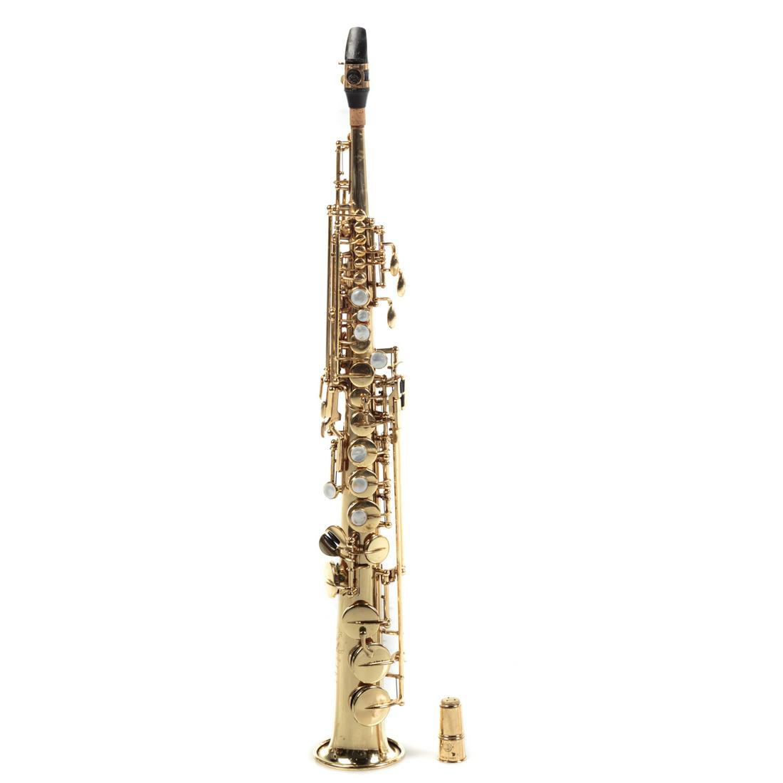 Henri Selmer Brass Soprano Saxophone: Serial # 266388. 25 in. L., with case.