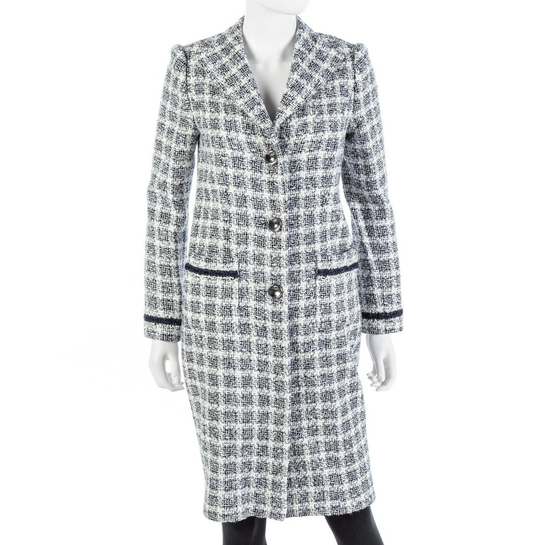 Ella Pritsker Couture Navy Boucle Wool Coat (1 of 5)