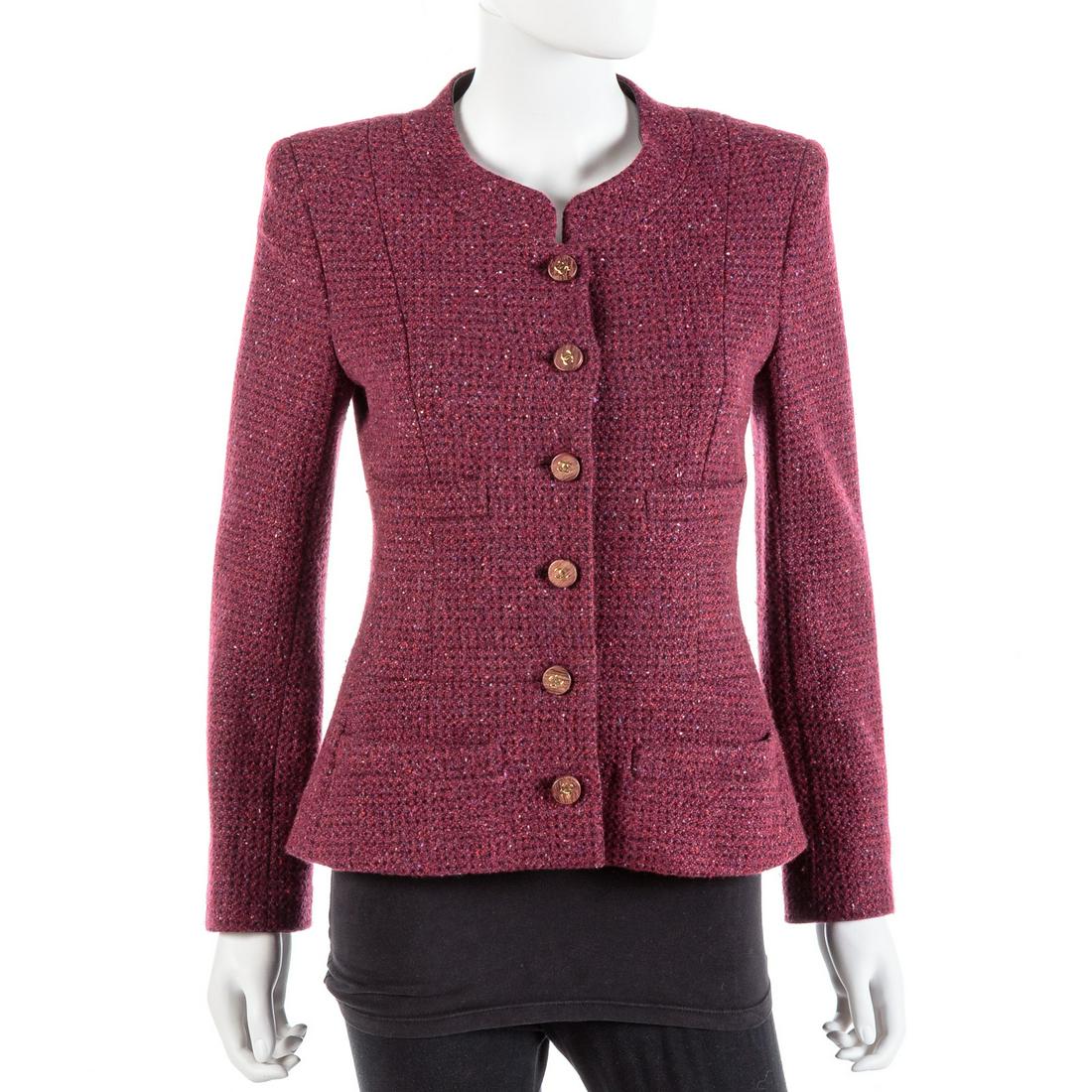 Chanel Burgundy Cashmere Jacket (1 of 7)